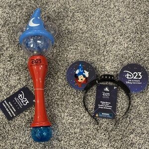 Disney 2024 D23 Sorcerer Mickey Glow Wand and Ears set
